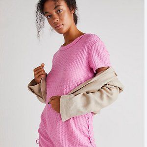 Free People Tate Mini Dress in Pink Frosting, Size S